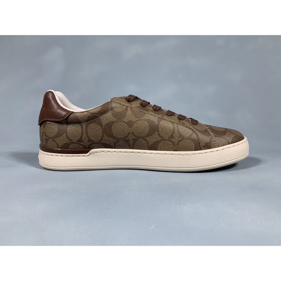 $168 Coach Clip Signature Low Top Sneaker Khaki Saddle G4949 Men's Size 11 - Picture 7 of 10